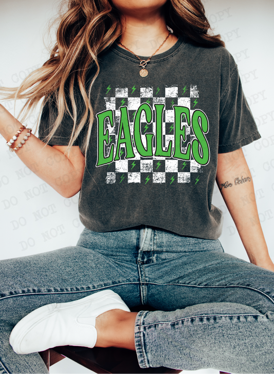 Eagles Checkered Rag Kelly Green & White Digital Design | PNG