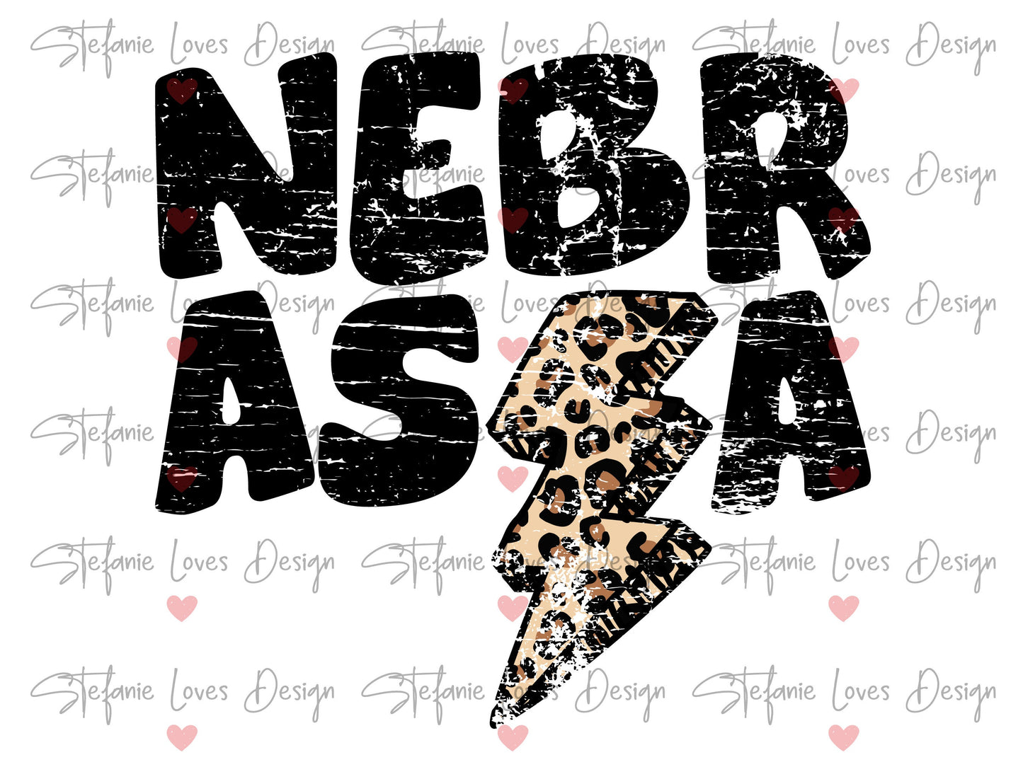 Nebraska Distressed Lightning Bolt PNG, Leopard Lightning Bolt png, Nebraska Distressed