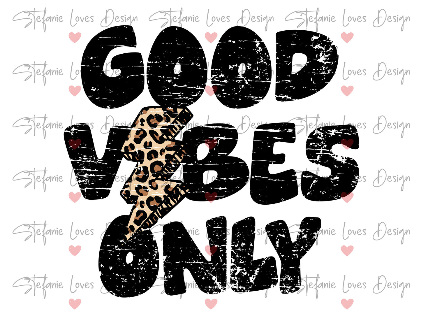 Good Vibes Only Distressed Lightning Bolt PNG, Good Vibes Only Leopard Lightning Bolt png, Digital Design