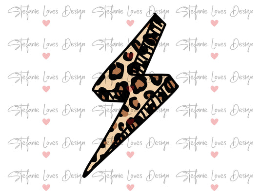 Leopard Lightning Bolt Digital Design