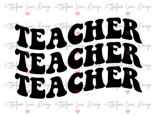 Teacher Wavy Letters Digital Design