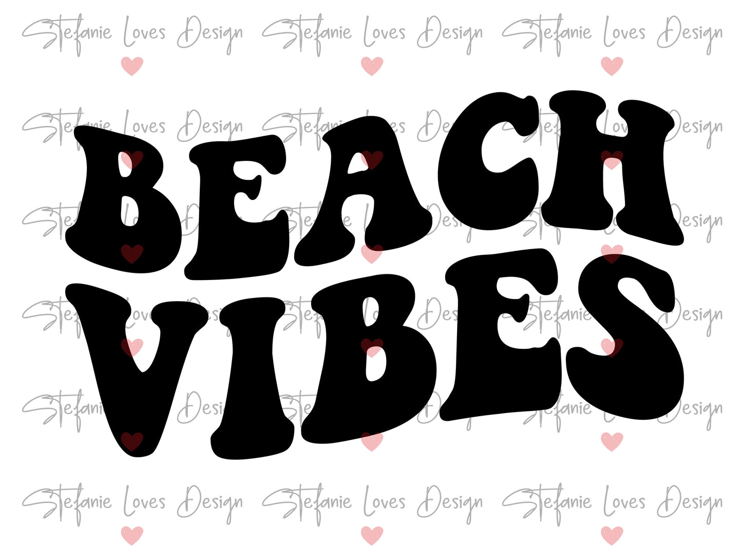 Beach Vibes Wavy Letters Digital Design