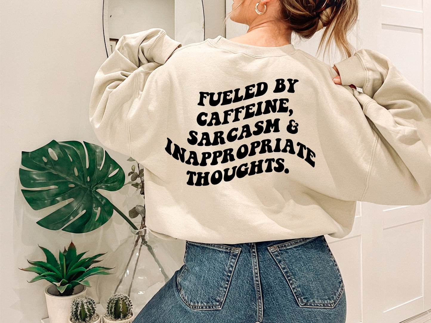 Fueled by Caffeine Sarcasm & Inappropriate Thoughts svg, Coffee Drinker svg, Wavy Letters Svg, Digital Design