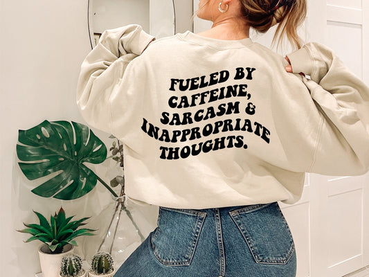 Fueled by Caffeine Sarcasm & Inappropriate Thoughts svg, Coffee Drinker svg, Wavy Letters Svg, Digital Design