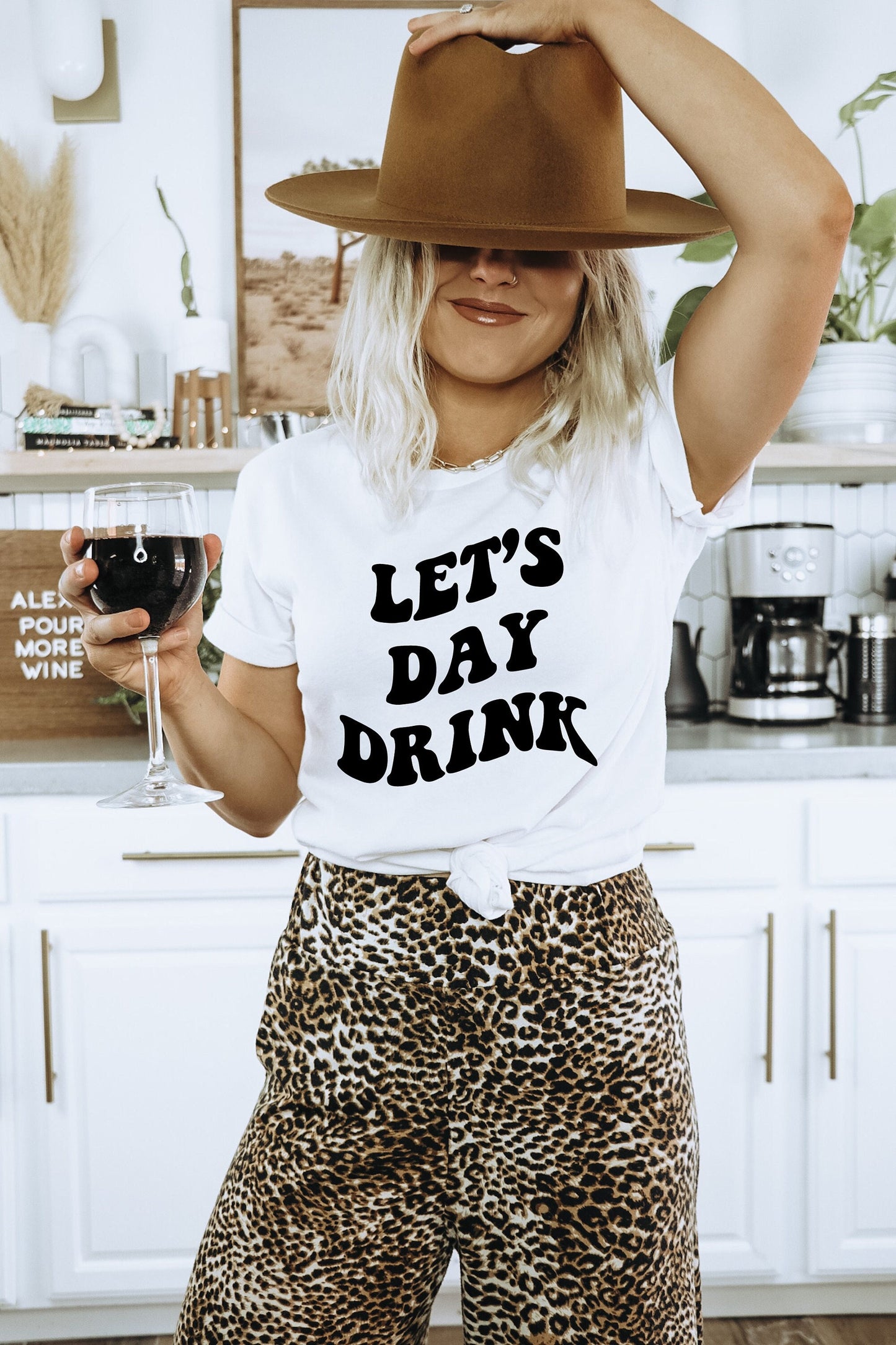 Let's Day Drink, Day Drinker Wavy Letters Digital Design
