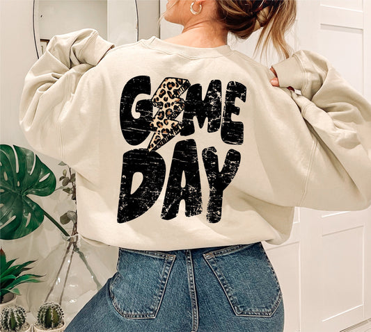 Game Day Lightning Bolt png, Distressed Game Day png, Sports png, Digital Design