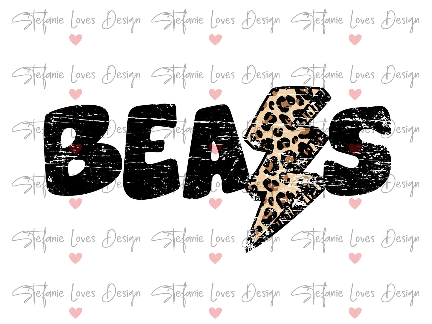 Bears Distressed Lightning Bolt Digital Design