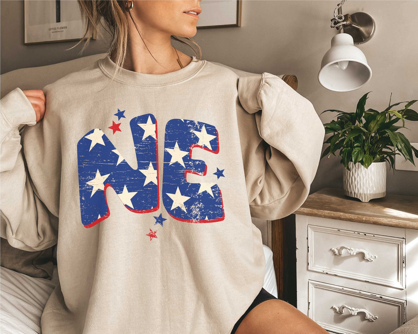NE Patriotic Star Distressed Digital Design
