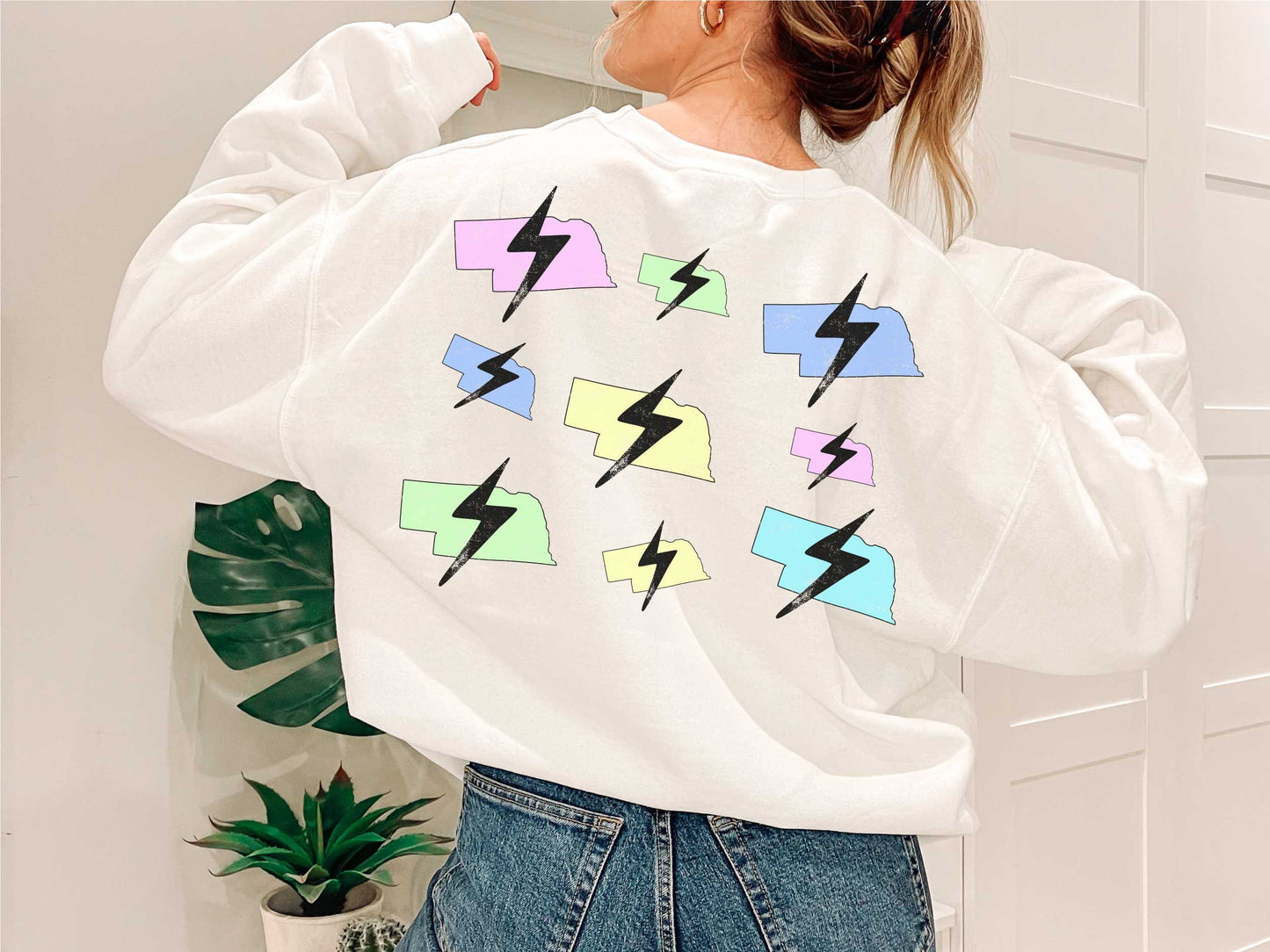 Nebraska Pastel Distressed Lightning Bolt PNG, Lightning Bolt png, Nebraska, 5 different colors