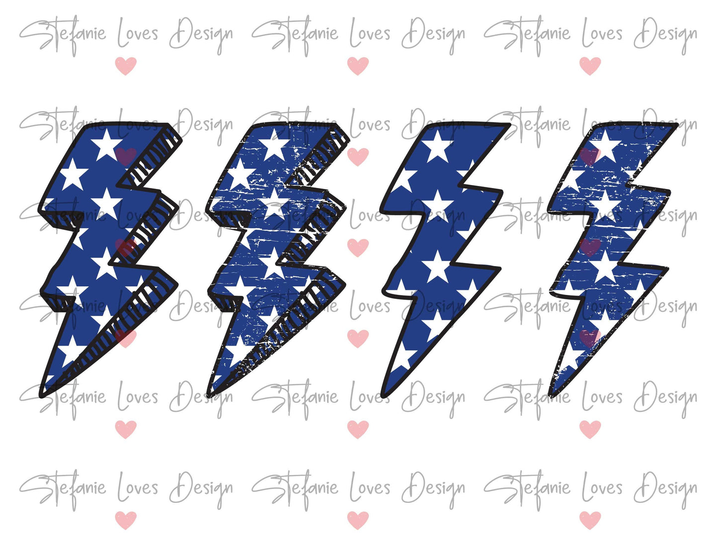 Stars Lightning Bolt PNG, Patriotic Lightning Bolt png, Digital Design