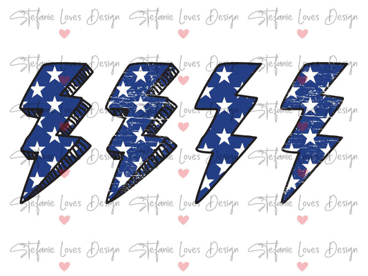 Stars Lightning Bolt PNG, Patriotic Lightning Bolt png, Digital Design