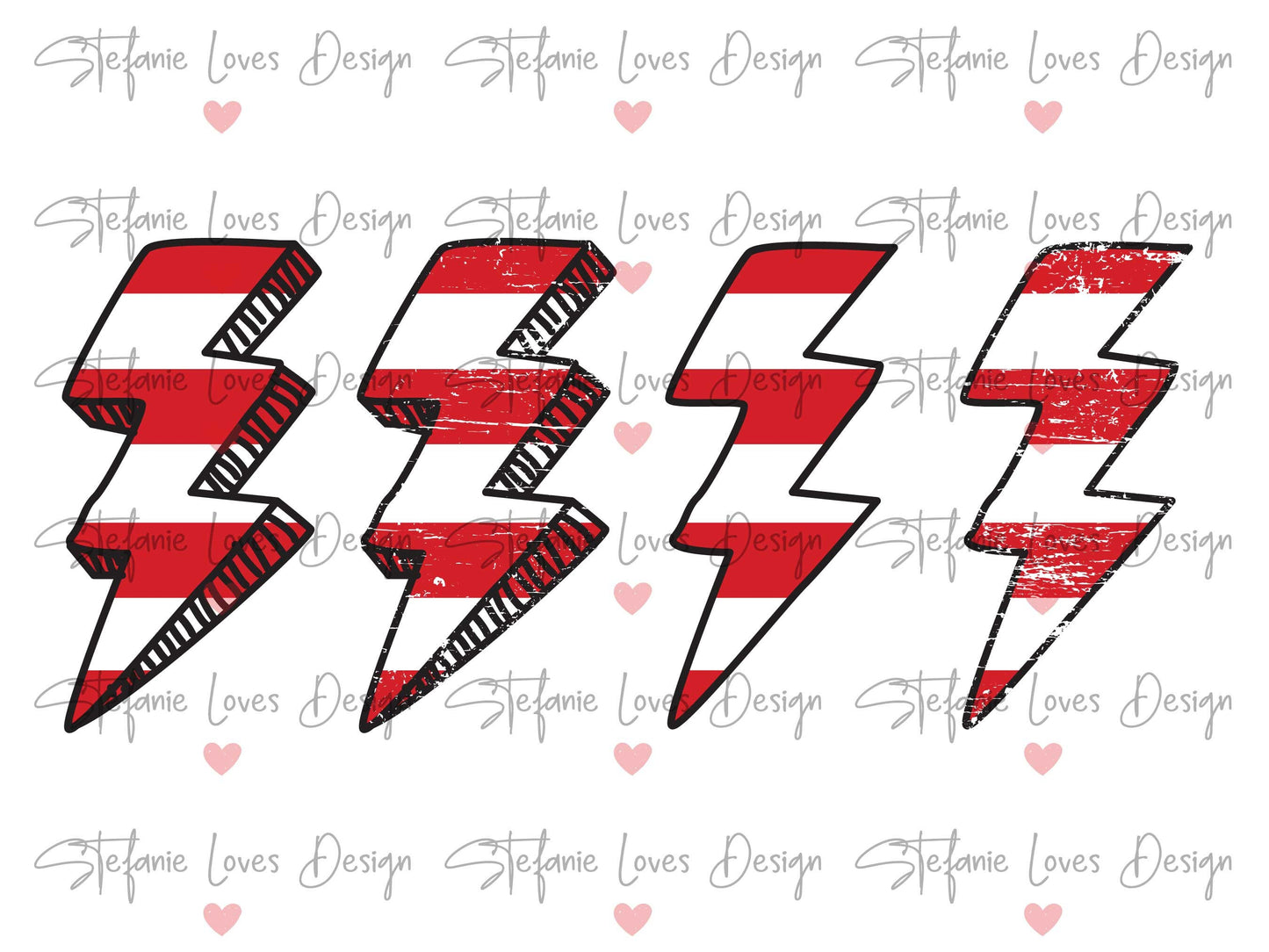 Stripes Lightning Bolt PNG, Patriotic Lightning Bolt png, Digital Design