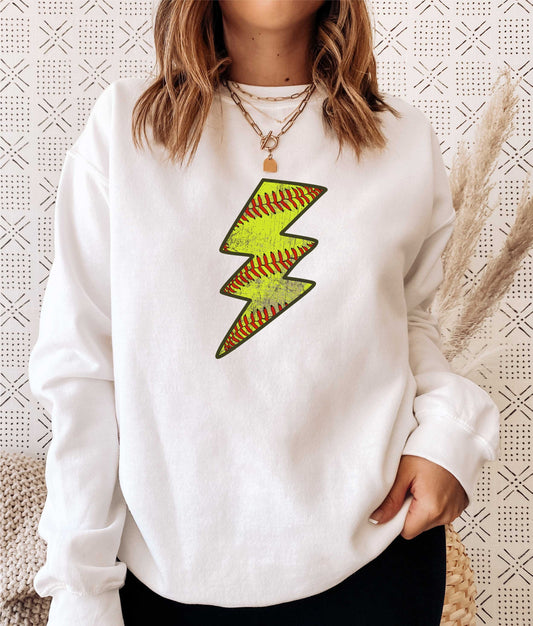 Softball Lightning Bolt PNG, Softball Lightning Bolt Grunge png, Digital Design