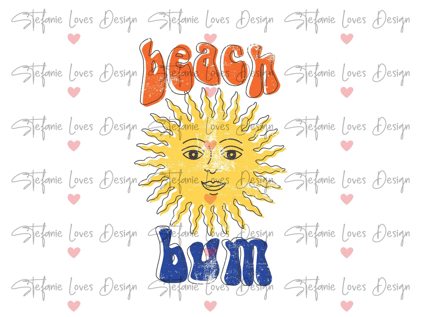 Beach Bum Sun Distressed Digital Design