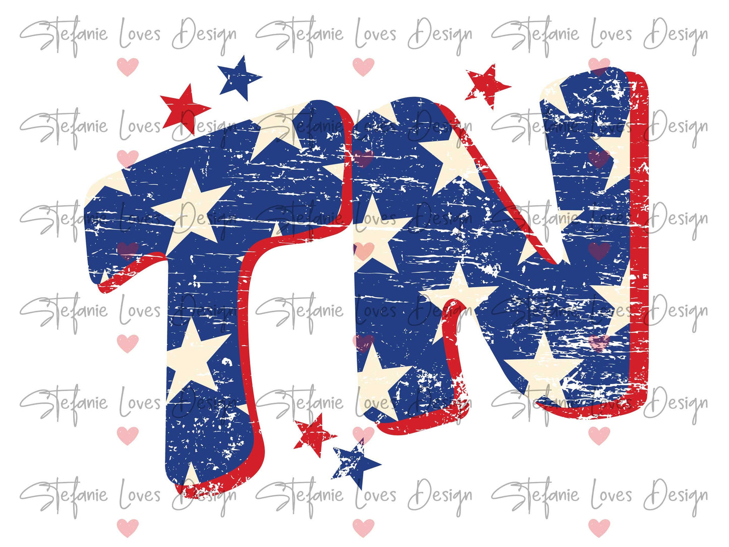 Tennessee Star Distressed Patriotic Digital Design