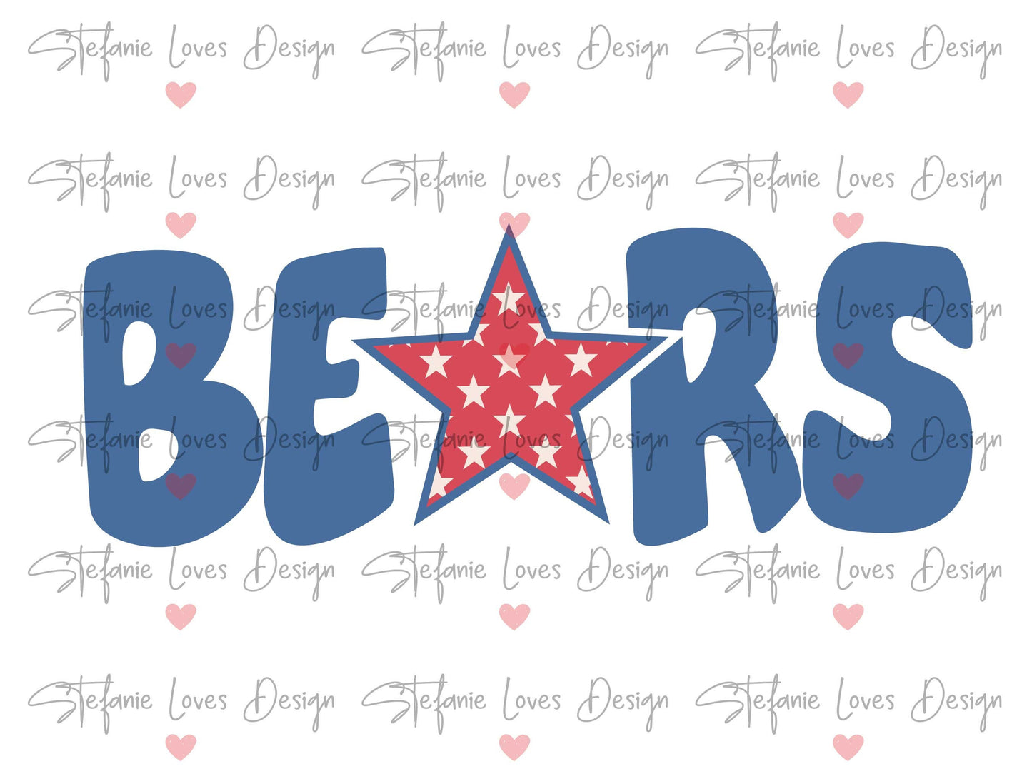 Bears Star PNG, Bears png, Retro Wavy Letter Digital Design, 4th of July