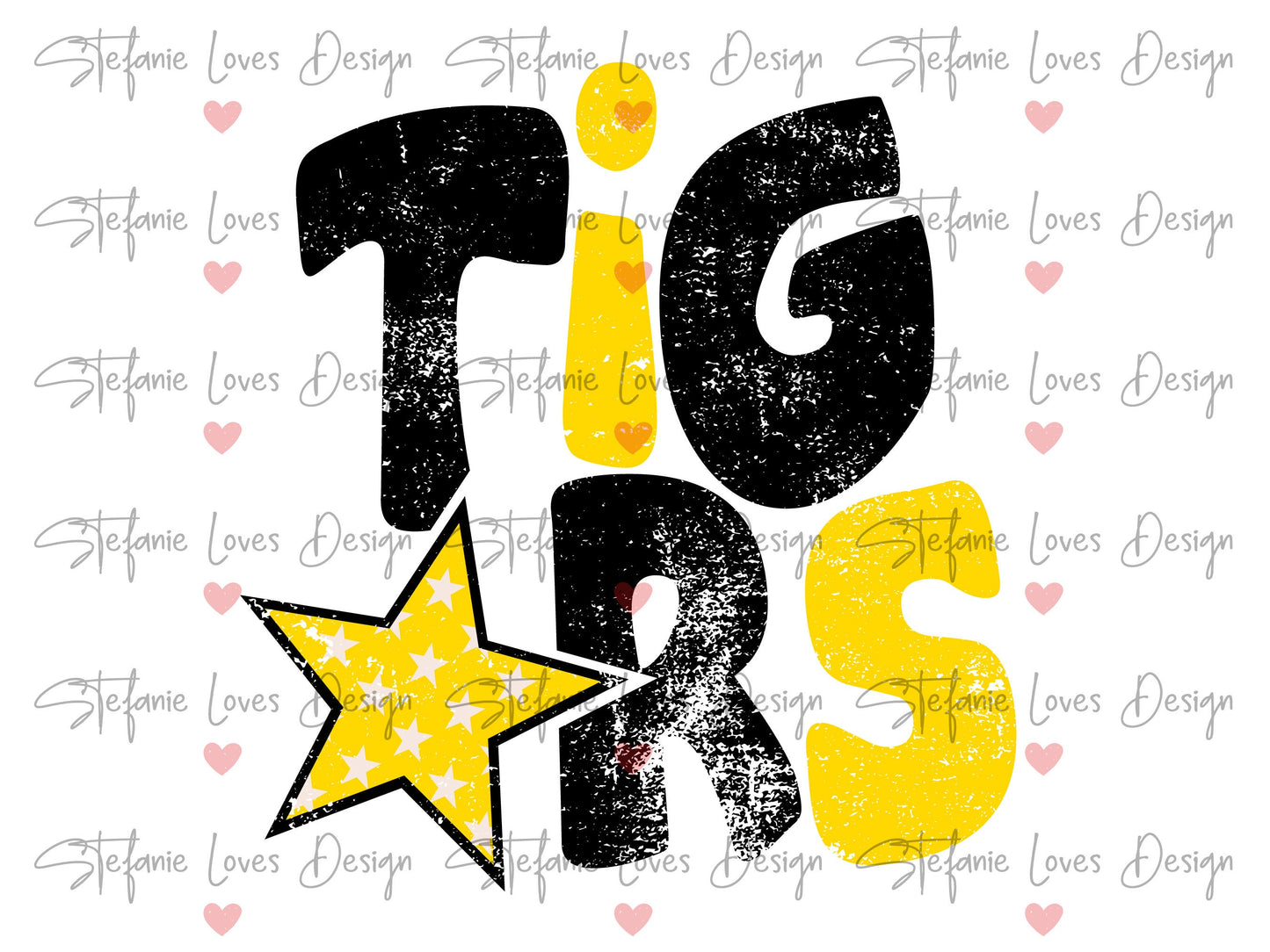 Tigers Distressed Star PNG, Tigers png, Retro Letter Digital Design
