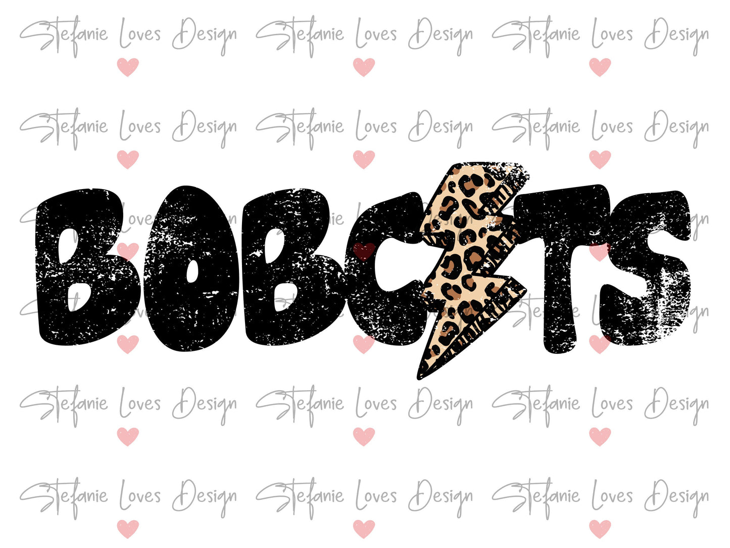 Bobcats Distressed Lightning Bolt Digital Design