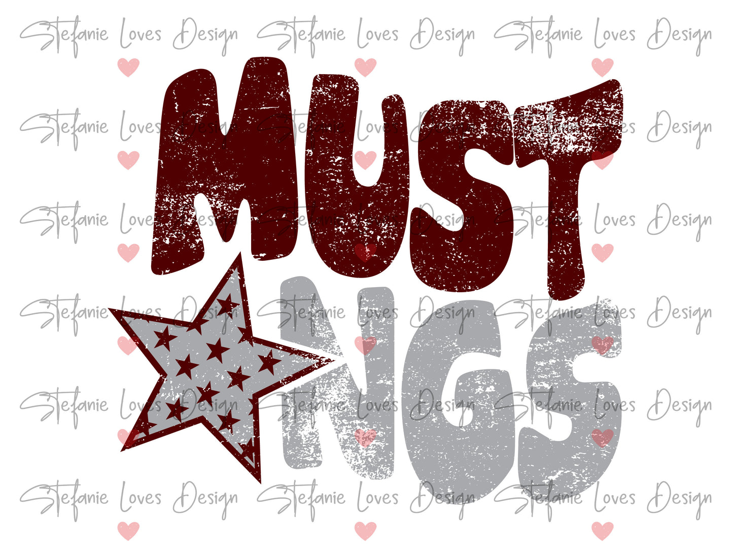 Mustangs Distressed Star PNG, Mustangs png, Retro Letter Digital Design