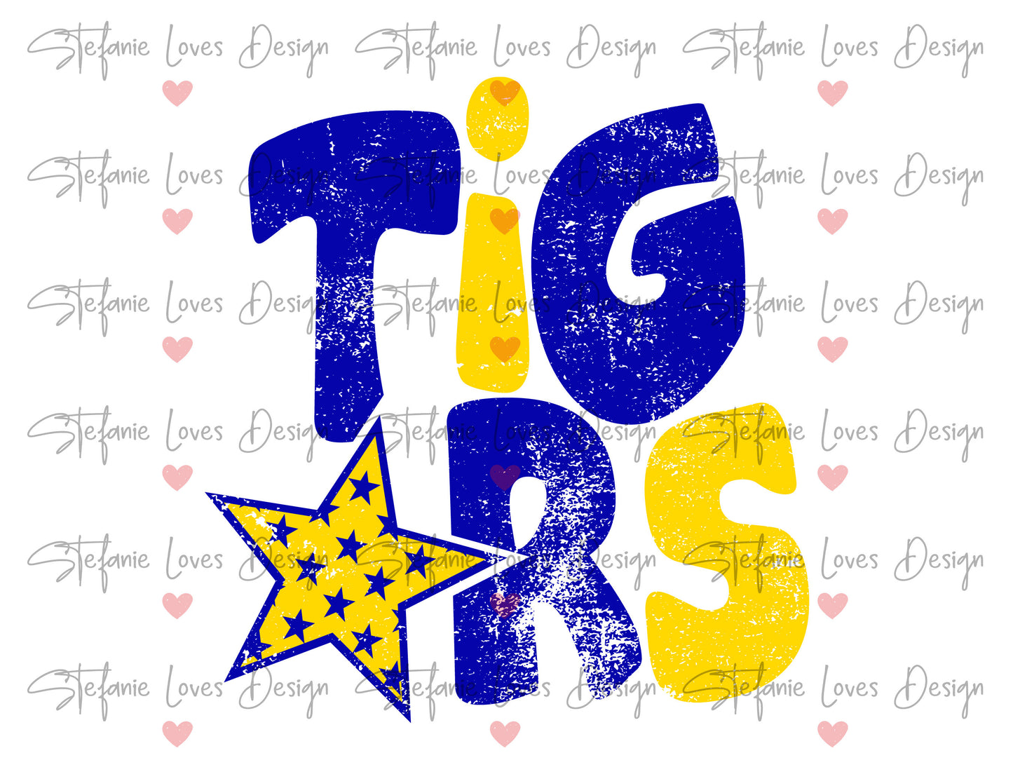 Tigers Distressed Star Digital Design