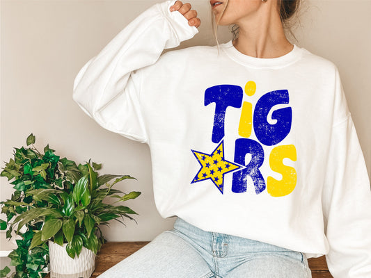 Tigers Distressed Star Digital Design