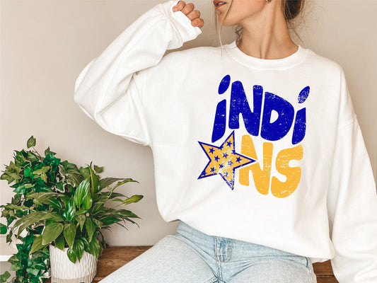 Indians Distressed Star PNG, Indians png, Retro Letter Digital Design