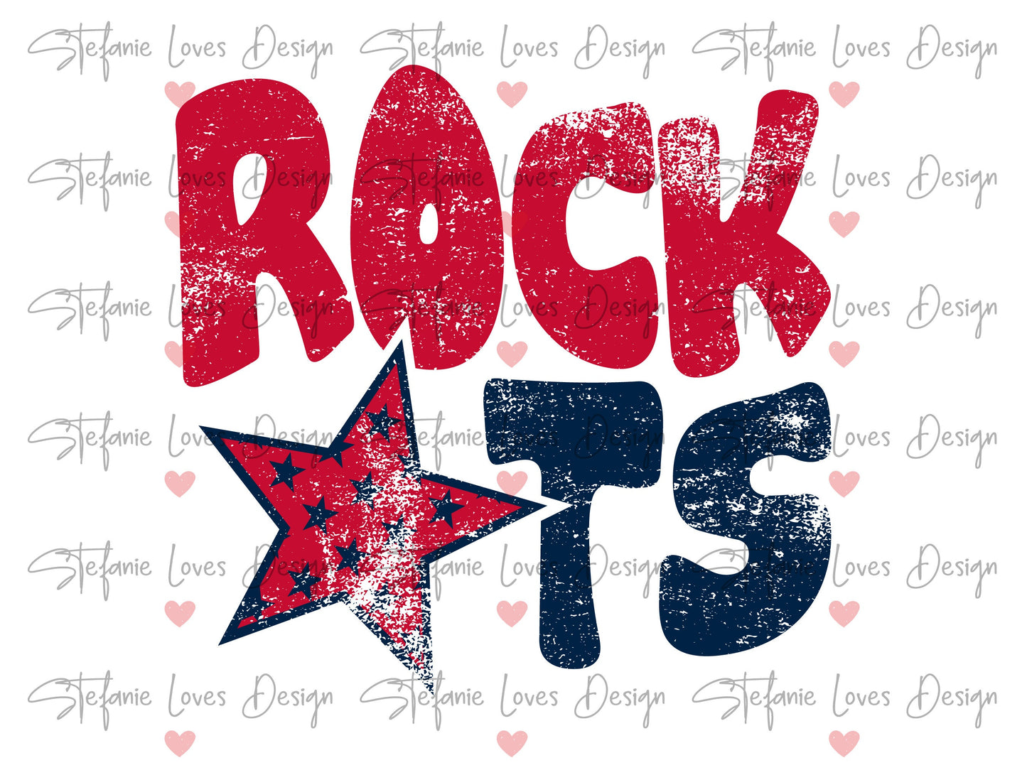 Rockets Distressed Star PNG, Rockets png, Retro Letter Digital Design