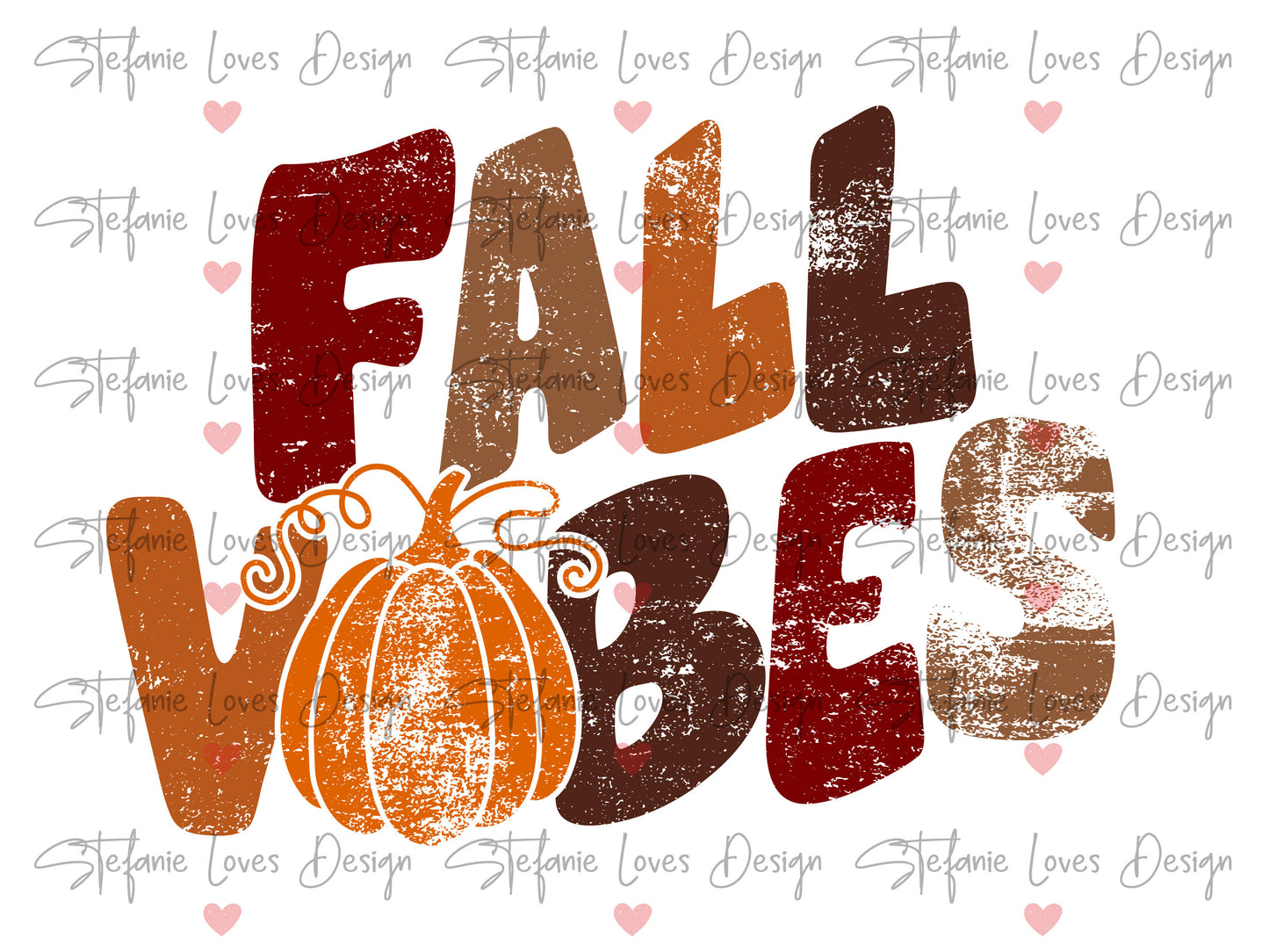 Fall Vibes Distressed in Fall Colors Digital Design