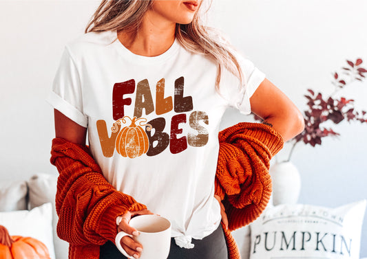 Fall Vibes Distressed in Fall Colors Digital Design
