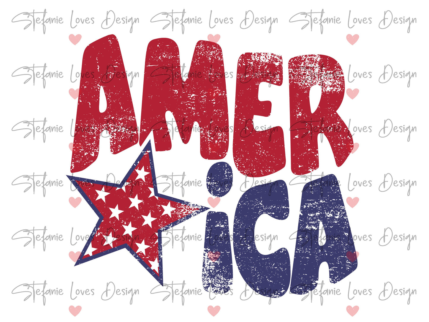 America Distressed, America Grunge with Star, PNG, Digital Design