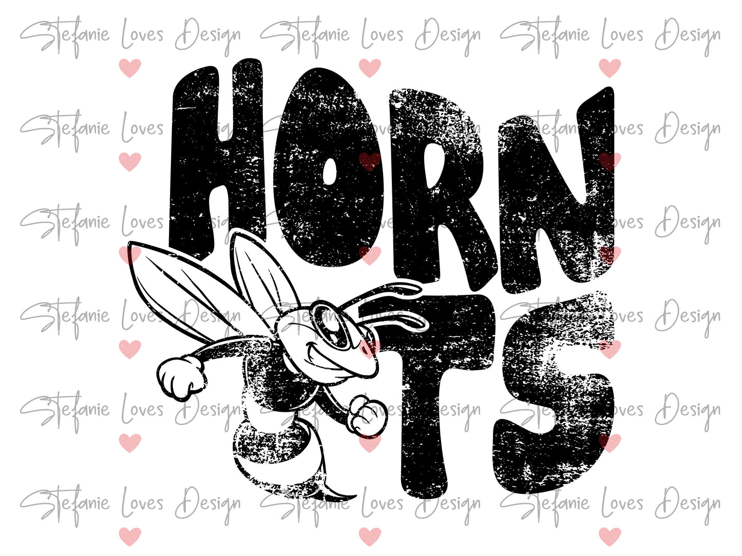 Hornets Distressed Mascot Digital Design