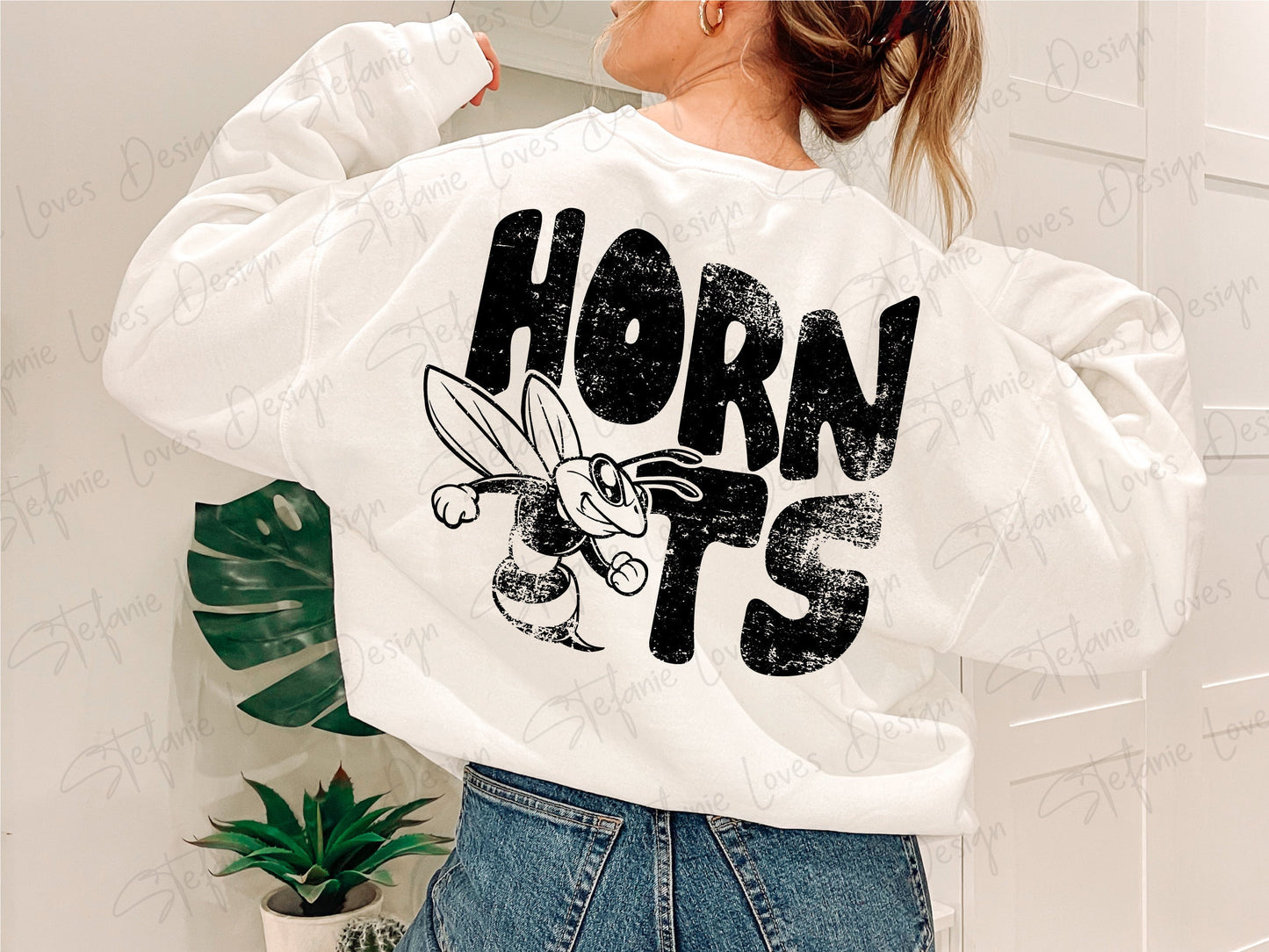 Hornets Distressed Mascot Digital Design