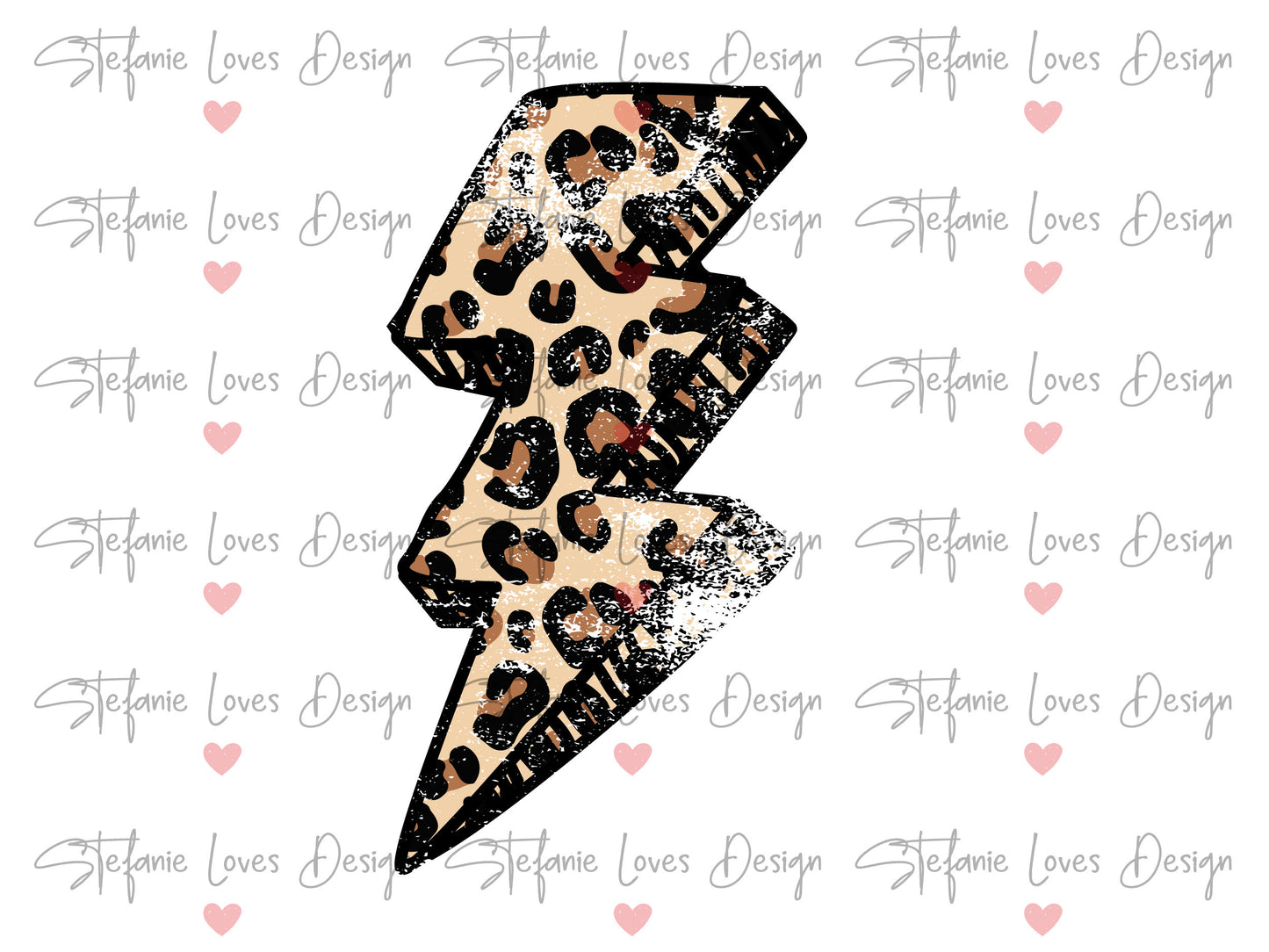 Leopard Lightning Bolt Distressed Digital Design