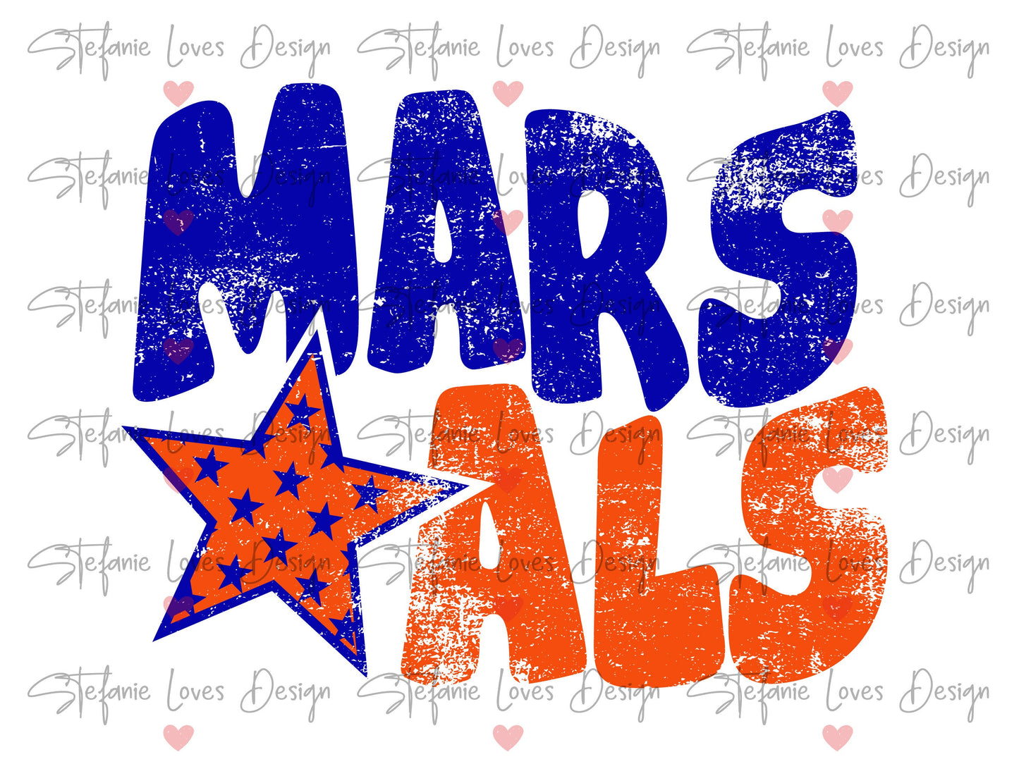 Marshals Distressed Star PNG, Marshals png, Retro Letter Digital Design