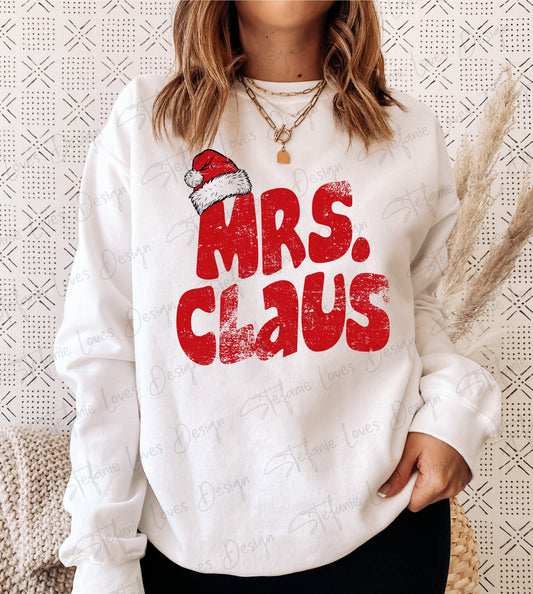 Mrs Claus PNG, Mrs Santa Claus Christmas distressed png, Holiday shirt png, Digital Design
