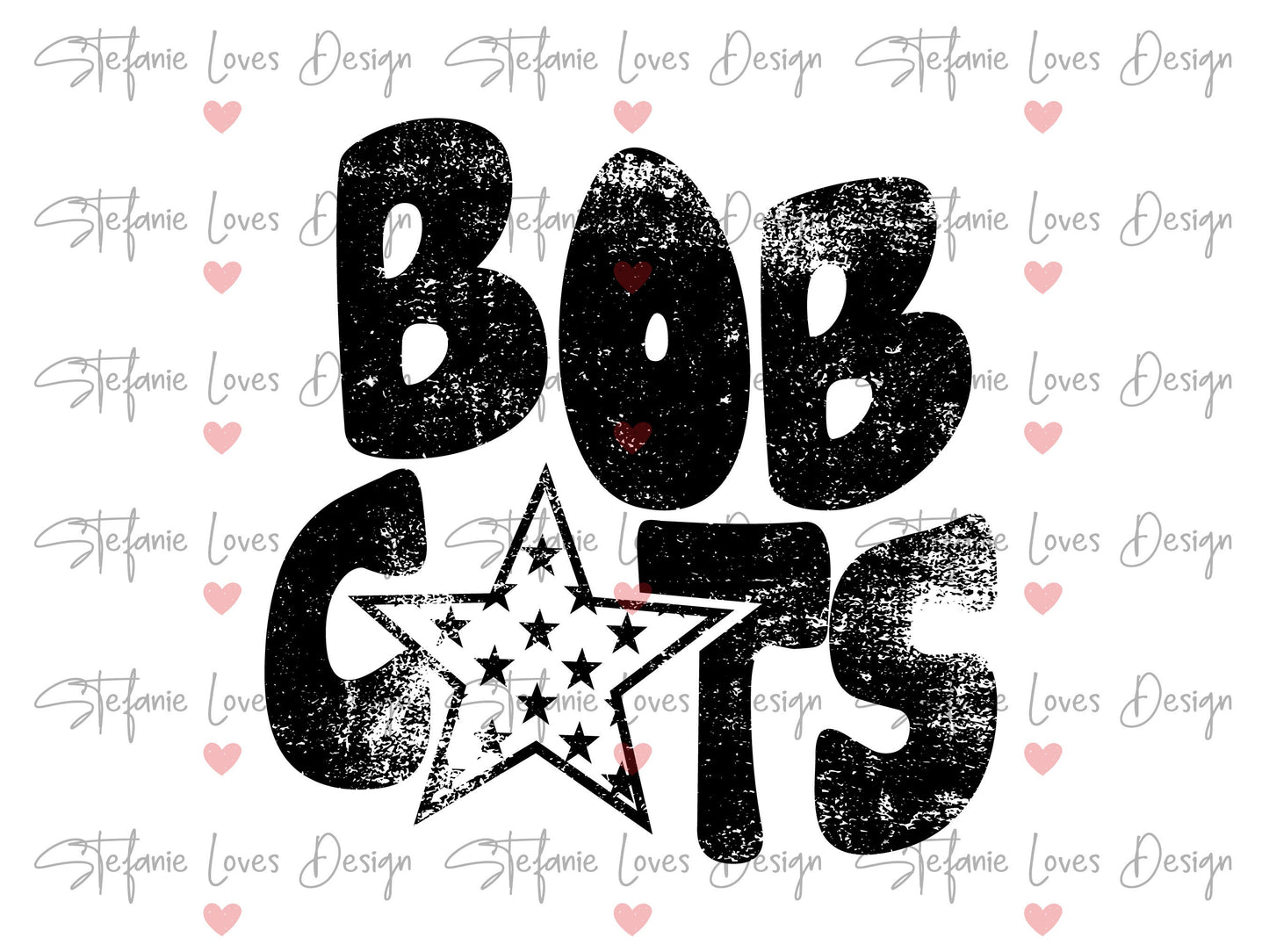 Bobcats Distressed Mascot Digital Design