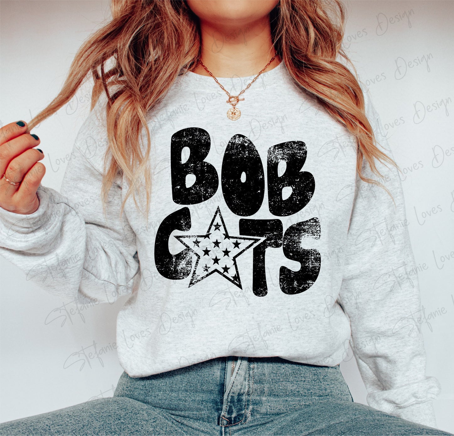 Bobcats Distressed Mascot Digital Design