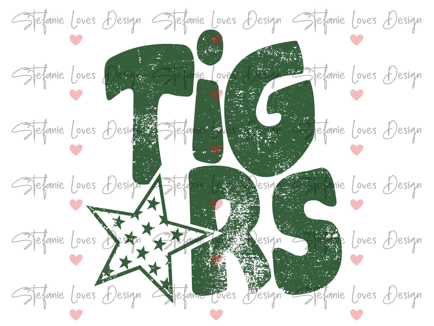 Tigers Distressed Star PNG, Tigers png, Retro Letter Digital Design