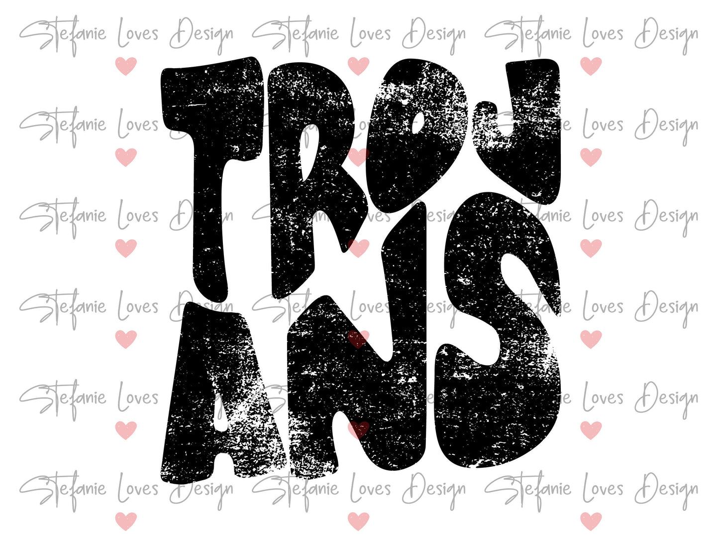 Trojans Distressed PNG, Trojans png, Retro Wavy Letter Digital Design