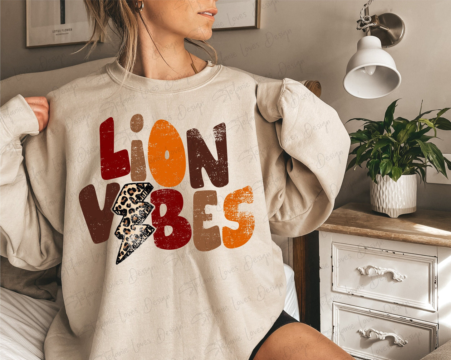 Lion Vibes Distressed Digital Design