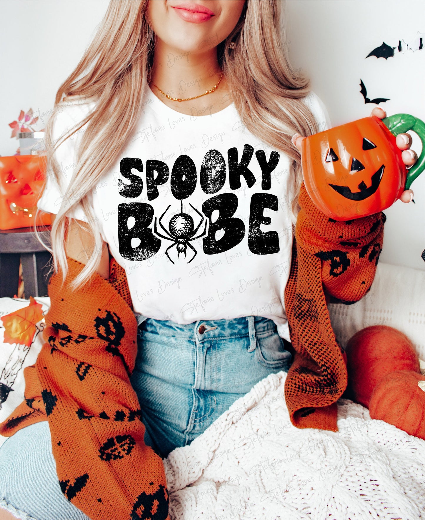 Spooky Babe Spider Distressed Digital Design