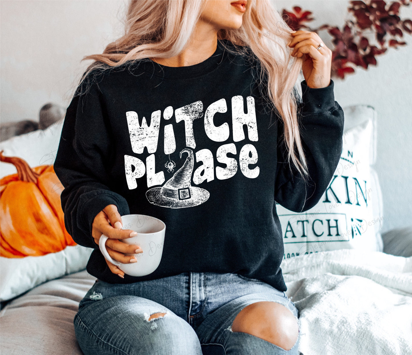 Witch Please Distressed Digital Design