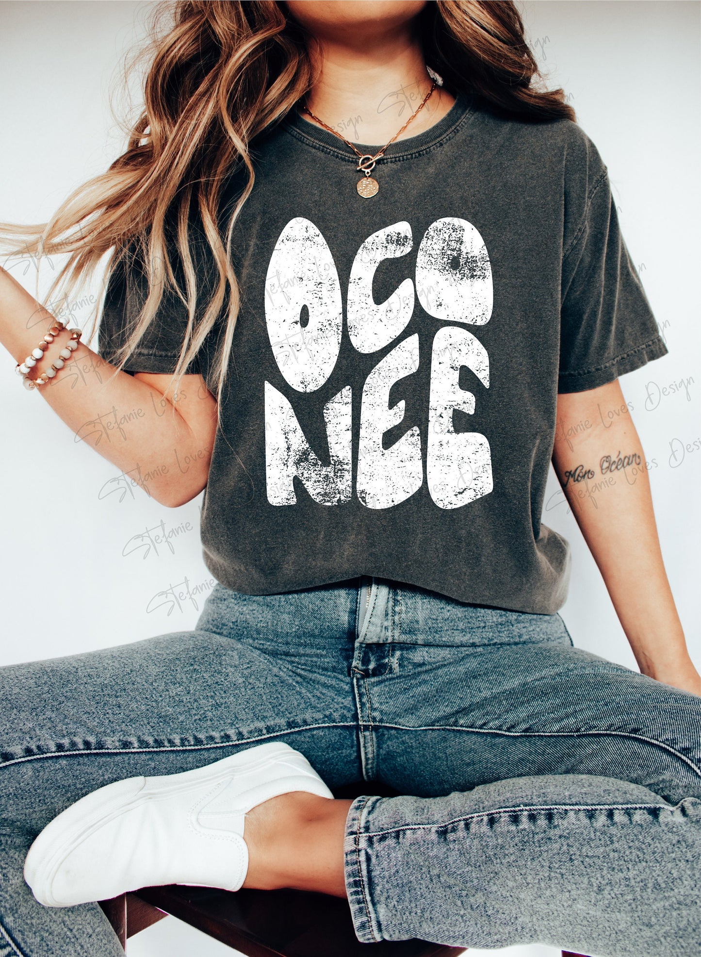 Oconee Distressed PNG, Oconee png, Retro Letter Digital Design, Oconee High School Mascot
