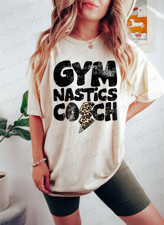 Gymnastics COACH Lightning Bolt png, Distressed Gymnastics Coach png, Sports png, Digital Design