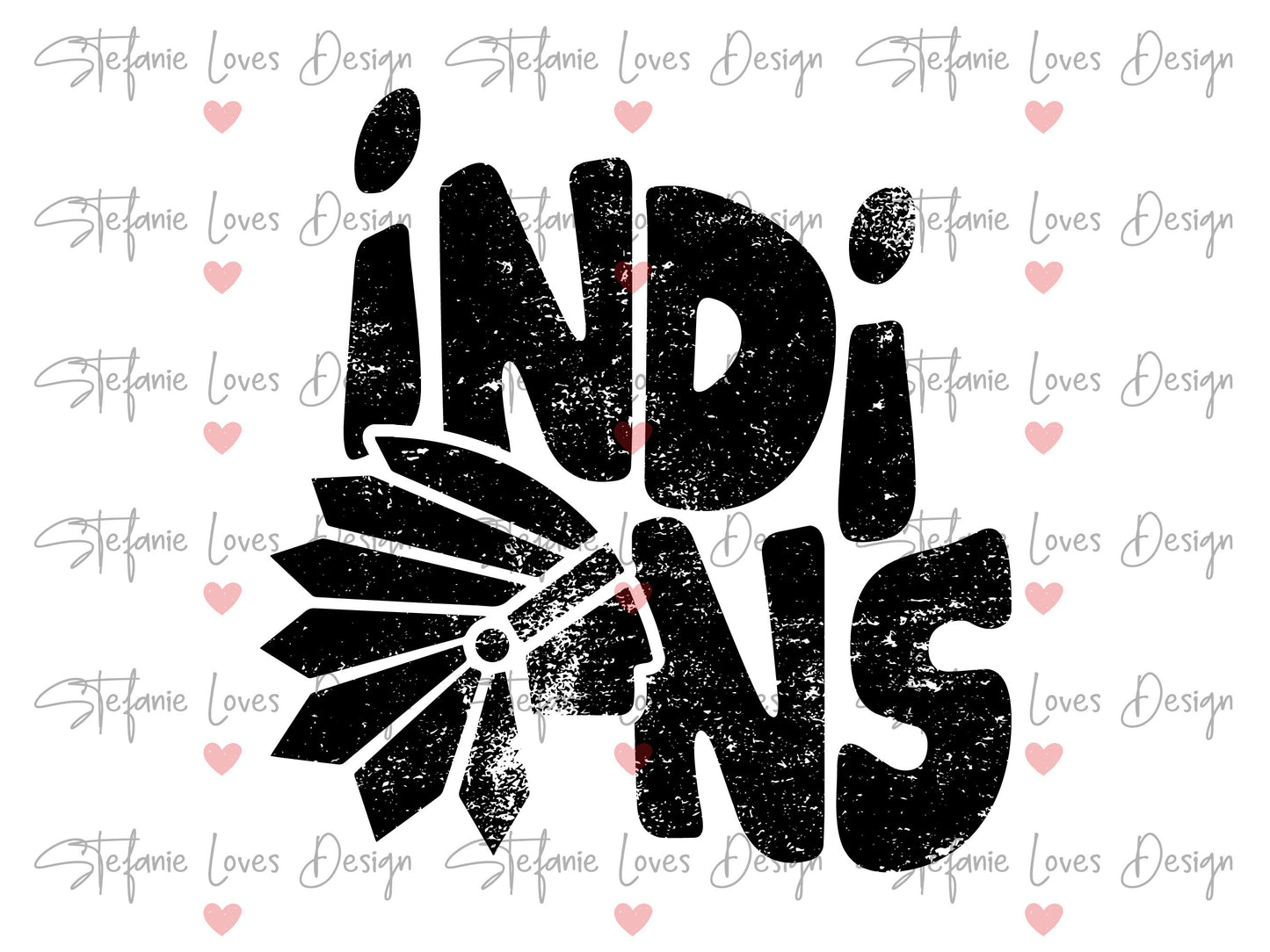 INDIANS Stacked Retro Digital Design