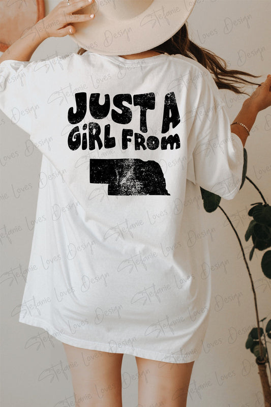 Just A Girl From Nebraska png, Distressed Nebraska png, Nebraska Shirt png, Nebraska Girl, Digital Design