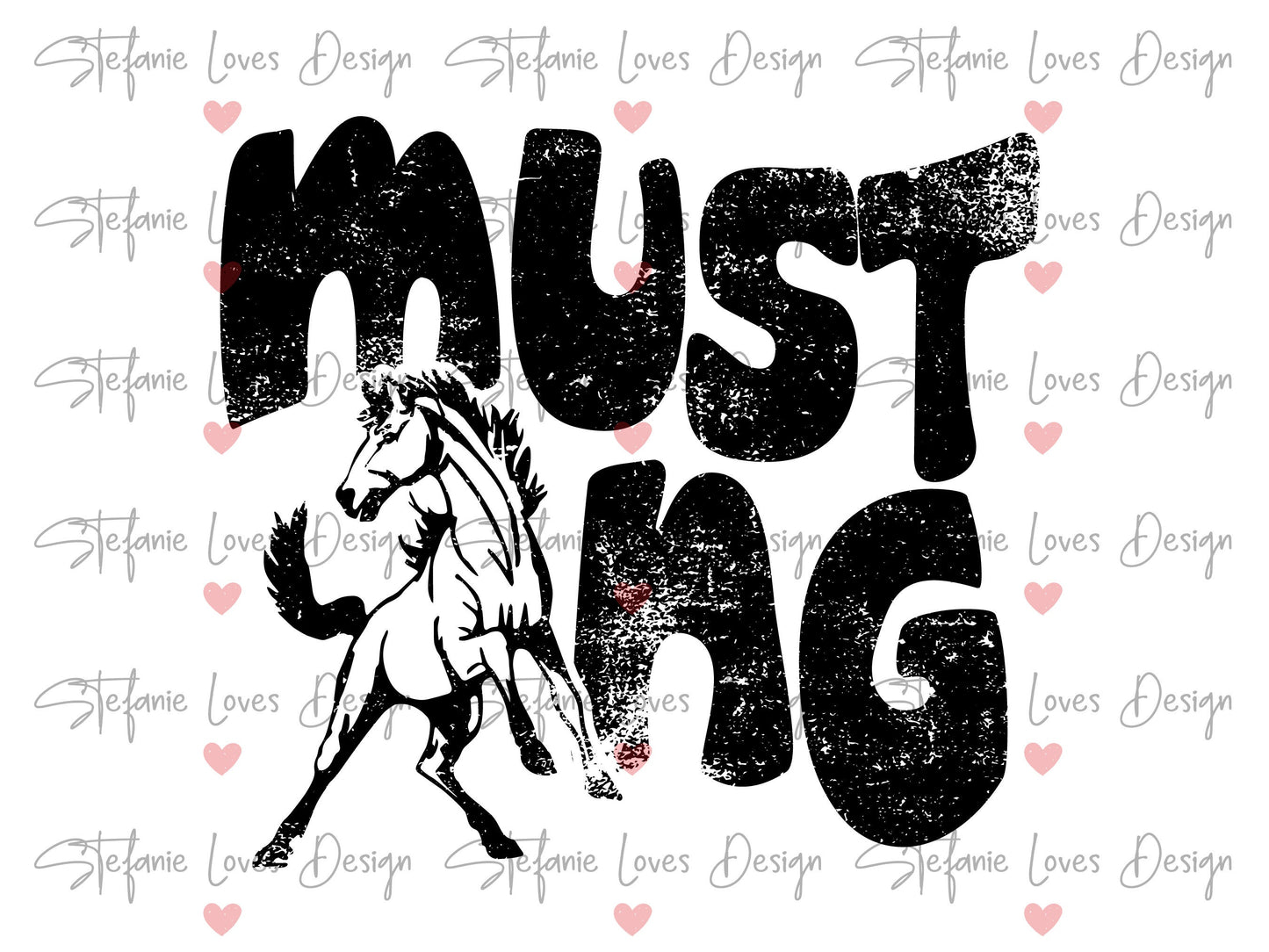 Mustang Distressed Mustang Mascot Digital Design