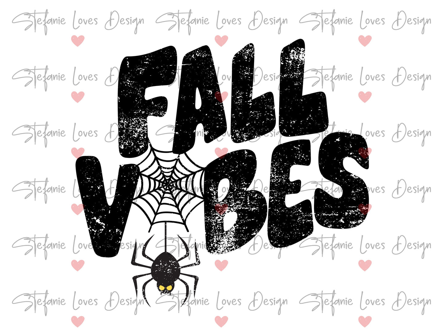 Fall Vibes Distresed with Spider Web Digital Design
