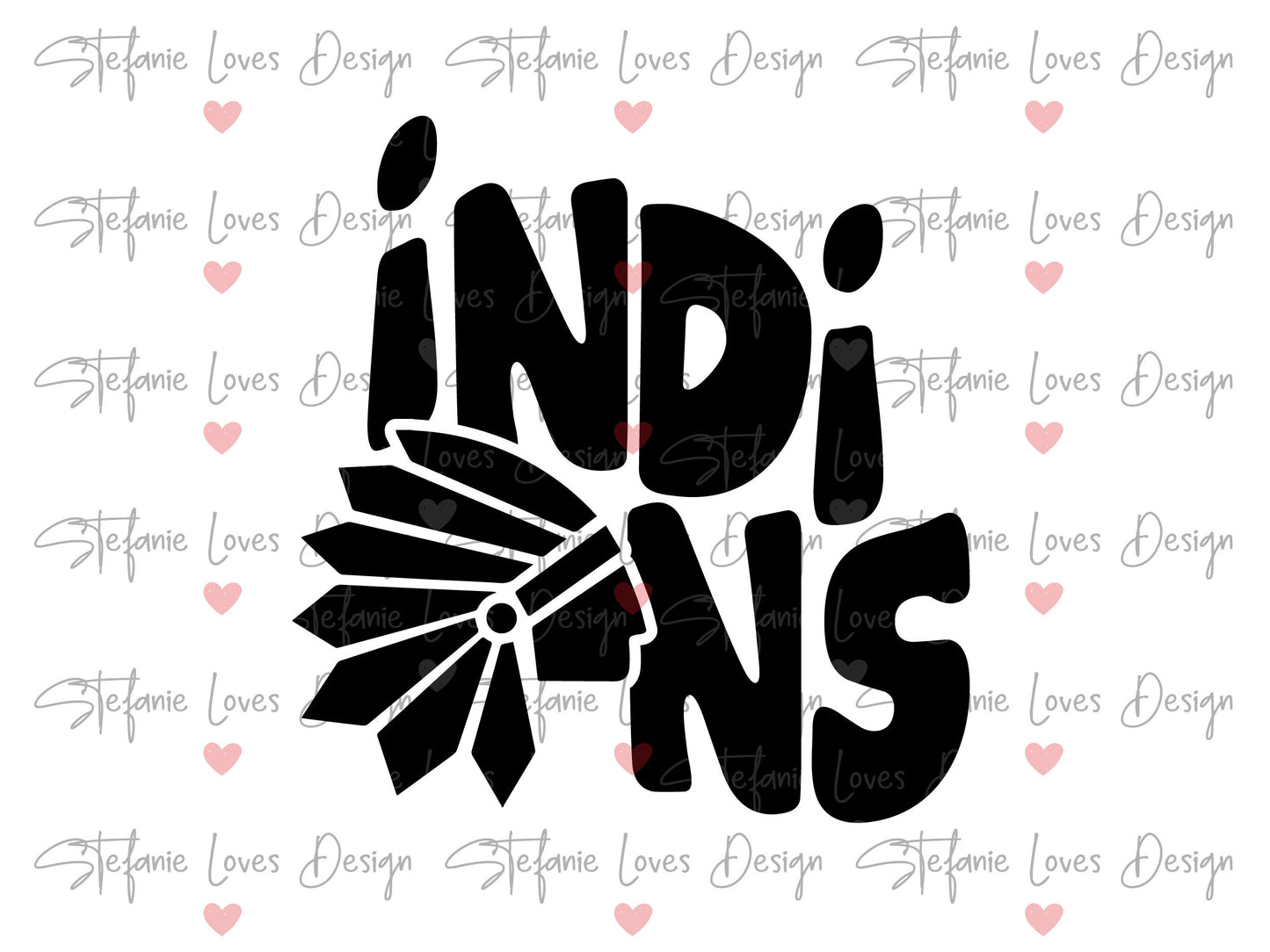 Indians SVG, Indians, Retro Wavy Letter Digital Design