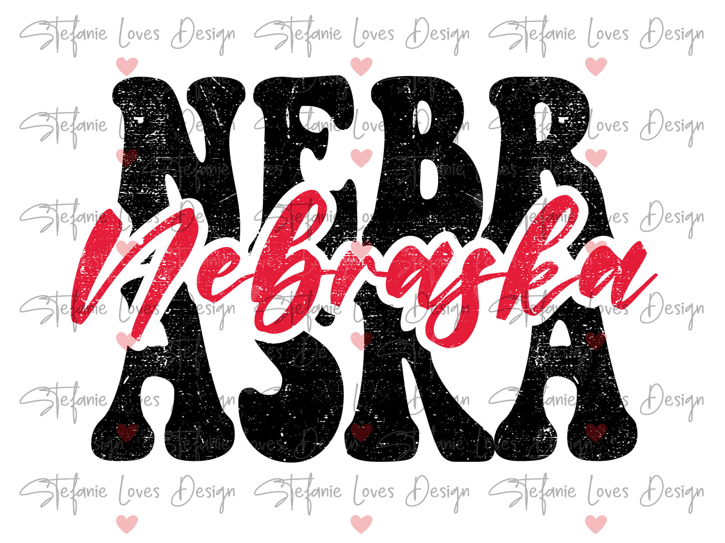 Nebraska Stacked Script Digital Design
